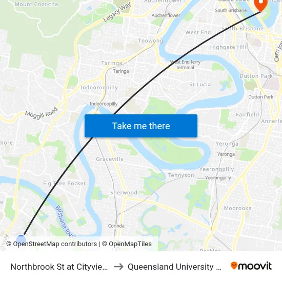 Northbrook St at Cityview Rd, Stop 59 to Queensland University Of Technology map