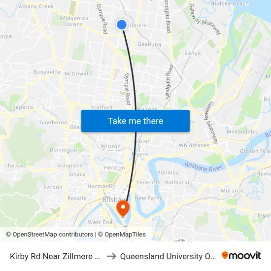 Kirby Rd Near Zillmere Rd, Stop 52a to Queensland University Of Technology map
