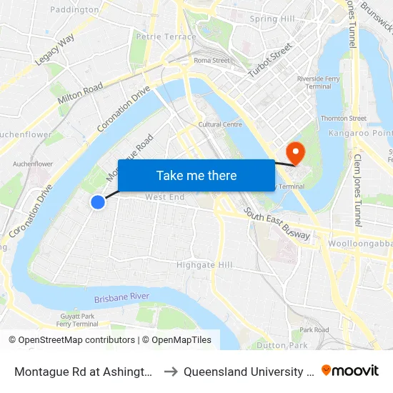 Montague Rd at Ashington Street, Stop 9 to Queensland University Of Technology map