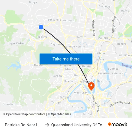 Patricks Rd Near Leslie St to Queensland University Of Technology map