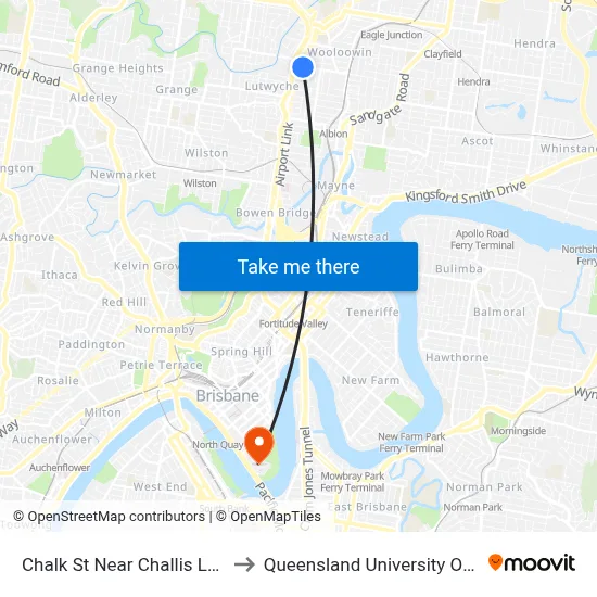Chalk St Near Challis Lane, Stop 20 to Queensland University Of Technology map