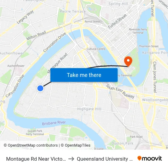Montague Rd Near Victoria St, Stop 10 to Queensland University Of Technology map