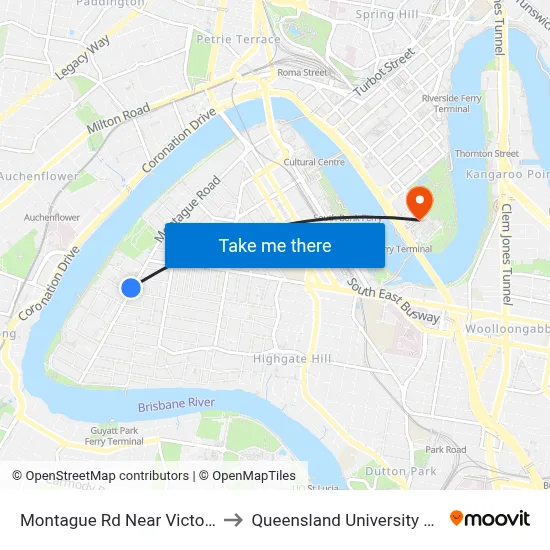 Montague Rd Near Victoria St, Stop 10 to Queensland University Of Technology map