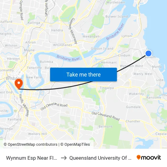 Wynnum Esp Near Florence St to Queensland University Of Technology map