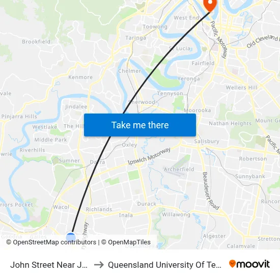 John Street Near Julie Rd to Queensland University Of Technology map