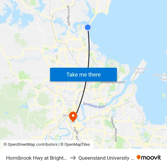 Hornibrook Hwy at Brighton Bayside Park to Queensland University Of Technology map