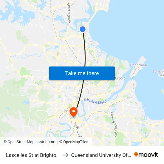 Lascelles St at Brighton, Stop 56a to Queensland University Of Technology map