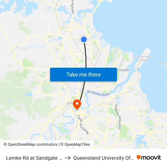 Lemke Rd at Sandgate Afc Ground to Queensland University Of Technology map