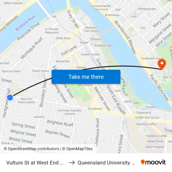Vulture St at West End School, Stop 9 to Queensland University Of Technology map