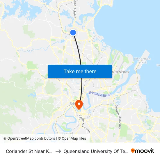 Coriander St Near Kluver St to Queensland University Of Technology map
