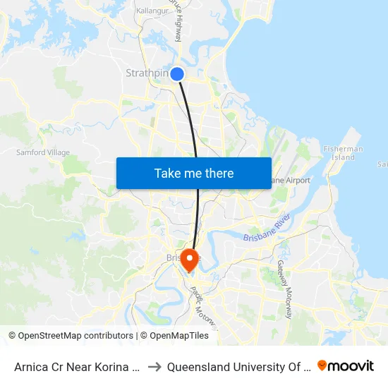 Arnica Cr Near Korina St, Stop 57 to Queensland University Of Technology map