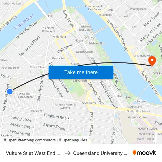 Vulture St at West End School, Stop 9 to Queensland University Of Technology map