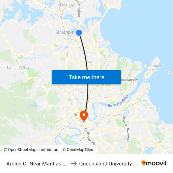 Arnica Cr Near Mantias Street, Stop 56 to Queensland University Of Technology map