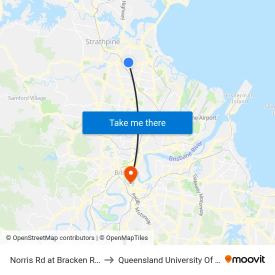 Norris Rd at Bracken Ridge Plaza to Queensland University Of Technology map
