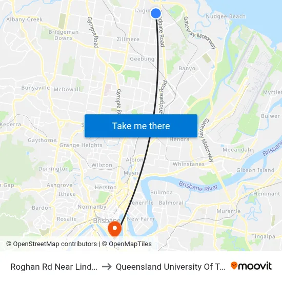 Roghan Rd Near Lindeman St to Queensland University Of Technology map