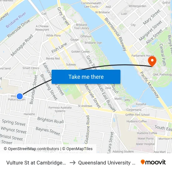 Vulture St at Cambridge Street, Stop 8 to Queensland University Of Technology map