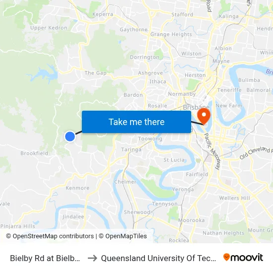 Bielby Rd at Bielby Rise to Queensland University Of Technology map