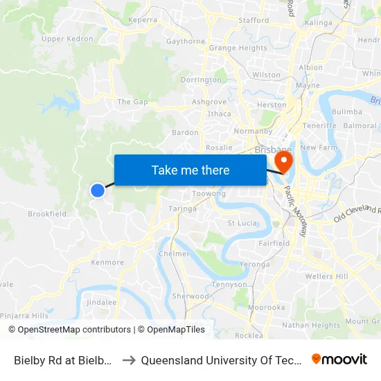 Bielby Rd at Bielby Rise to Queensland University Of Technology map