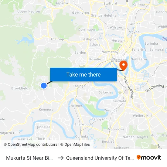 Mukurta St Near Binyara St to Queensland University Of Technology map