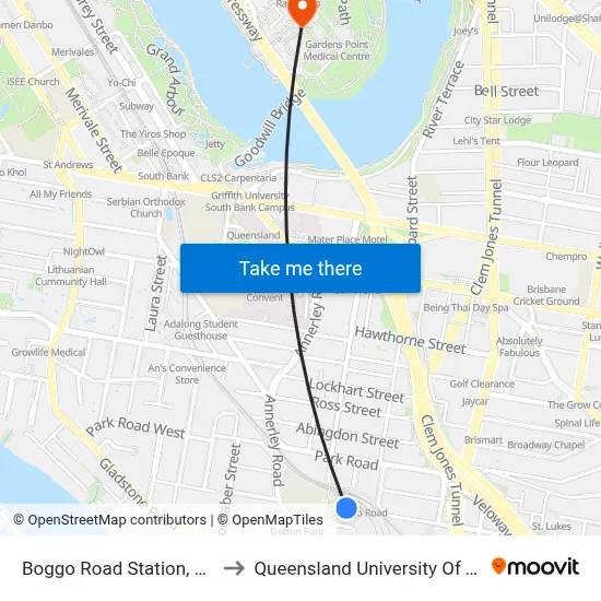 Boggo Road Station, Platform 3 to Queensland University Of Technology map