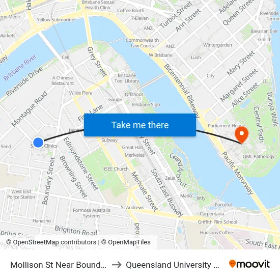 Mollison St Near Boundary St, Stop 5 to Queensland University Of Technology map