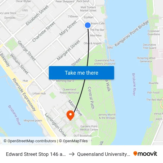 Edward Street Stop 146 at Stamford Plaza to Queensland University Of Technology map
