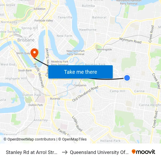 Stanley Rd at Arrol Street, Stop 37 to Queensland University Of Technology map