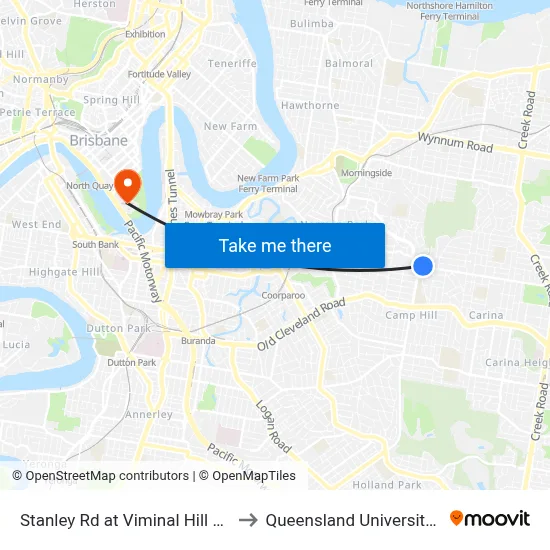 Stanley Rd at Viminal Hill Crescent, Stop 35a to Queensland University Of Technology map
