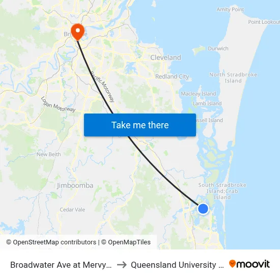 Broadwater Ave at Mervyn Thomas Drive to Queensland University Of Technology map