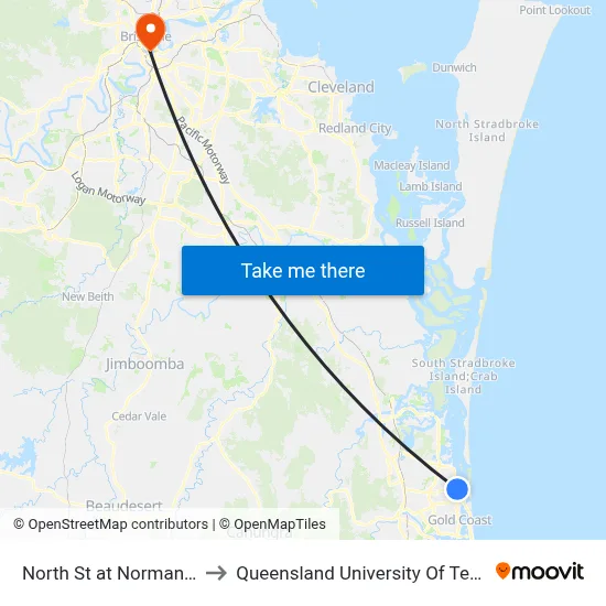 North St at Norman Street to Queensland University Of Technology map