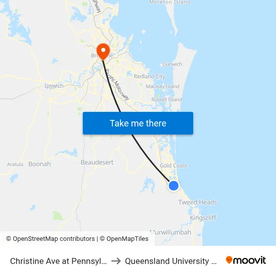 Christine Ave at Pennsylvania Avenue to Queensland University Of Technology map