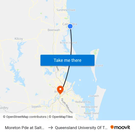 Moreton Pde at Saltair Street to Queensland University Of Technology map