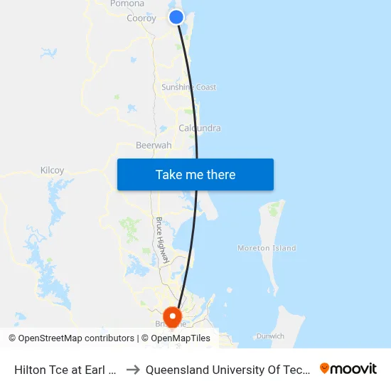 Hilton Tce at Earl Street to Queensland University Of Technology map