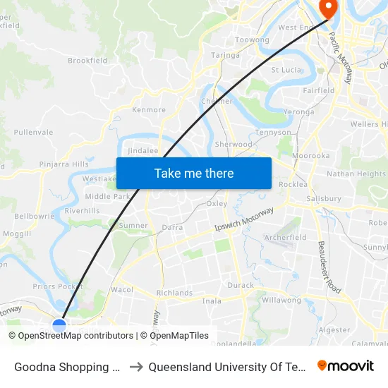 Goodna Shopping Centre to Queensland University Of Technology map