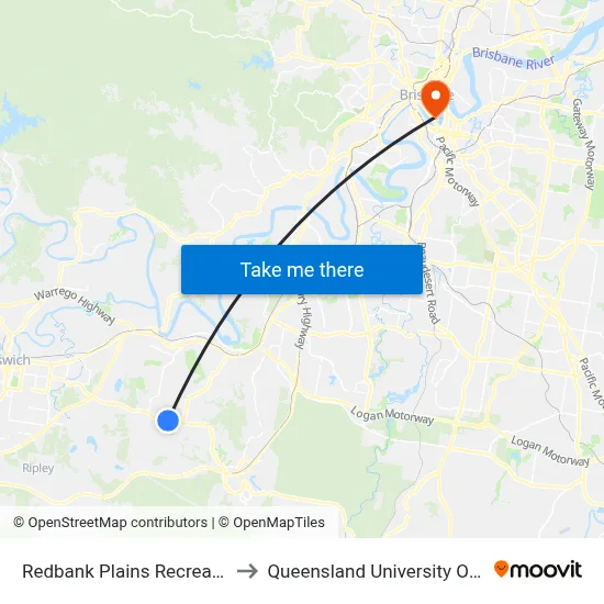 Redbank Plains Recreation Reserve to Queensland University Of Technology map