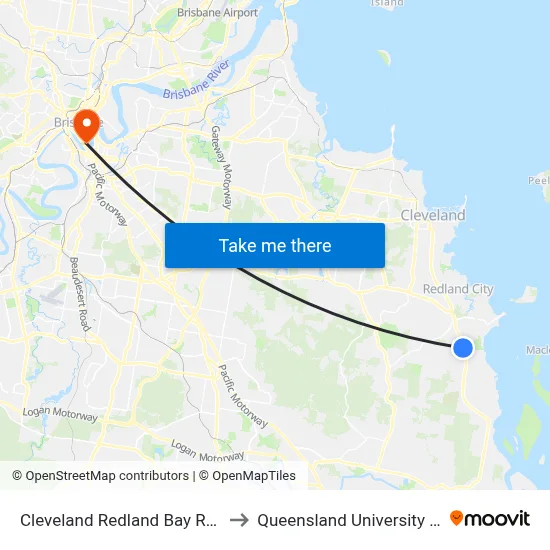 Cleveland Redland Bay Rd at Anita Street to Queensland University Of Technology map