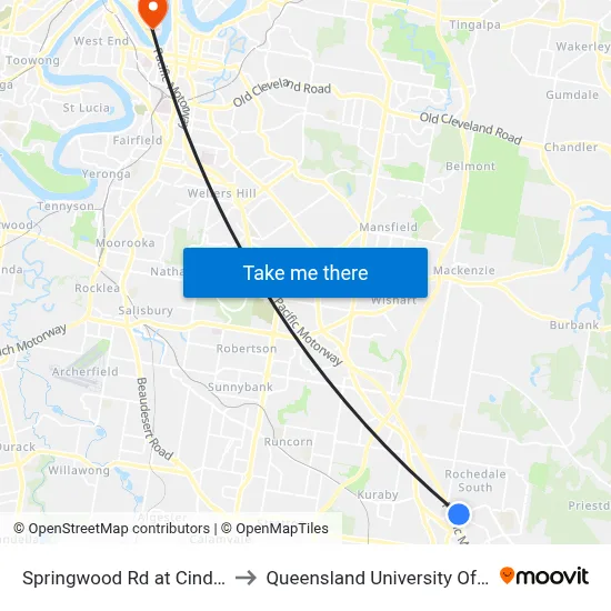 Springwood Rd at Cinderella Drive to Queensland University Of Technology map