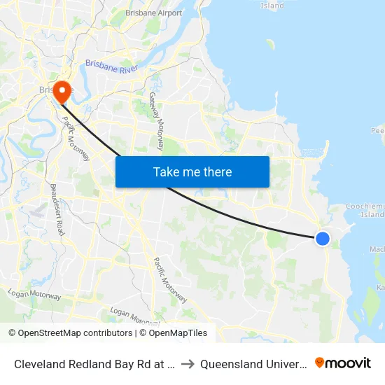 Cleveland Redland Bay Rd at Victoria Point High School to Queensland University Of Technology map