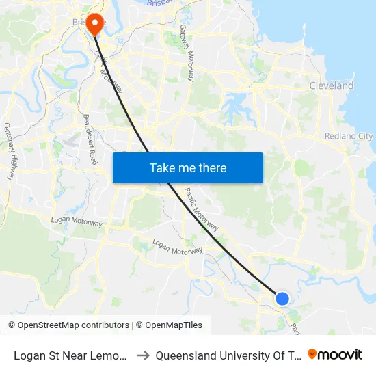 Logan St Near Lemongrove St to Queensland University Of Technology map
