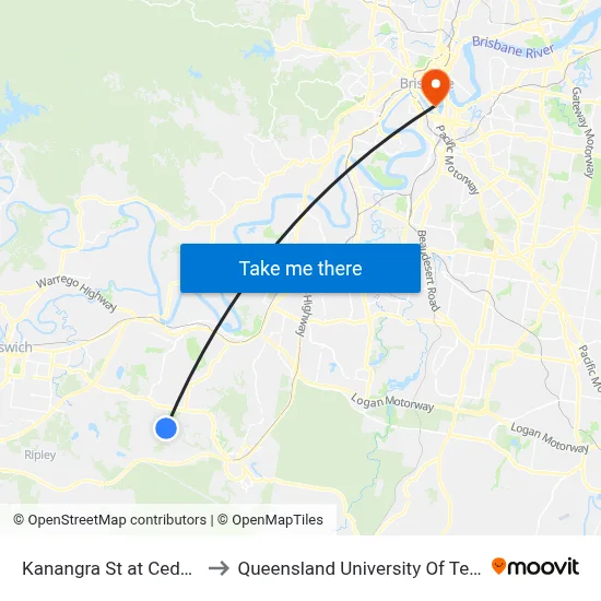 Kanangra St at Cedar Road to Queensland University Of Technology map