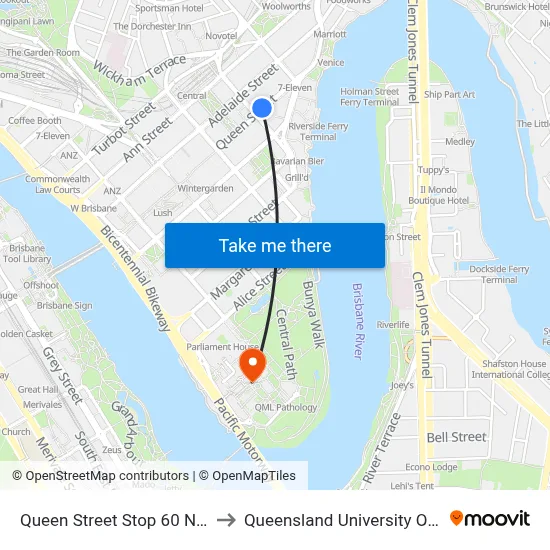 Queen Street Stop 60 Near Creek St to Queensland University Of Technology map