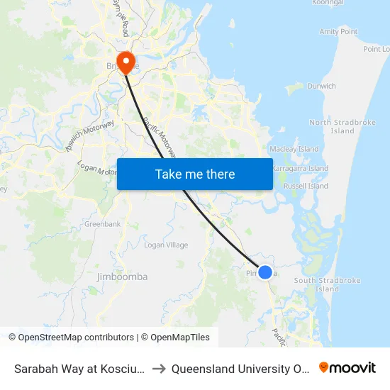 Sarabah Way at Kosciuszko Circuit to Queensland University Of Technology map