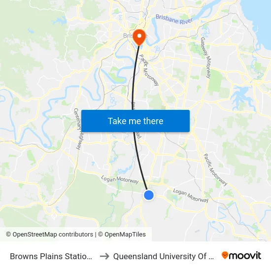 Browns Plains Station, Stop 1b to Queensland University Of Technology map