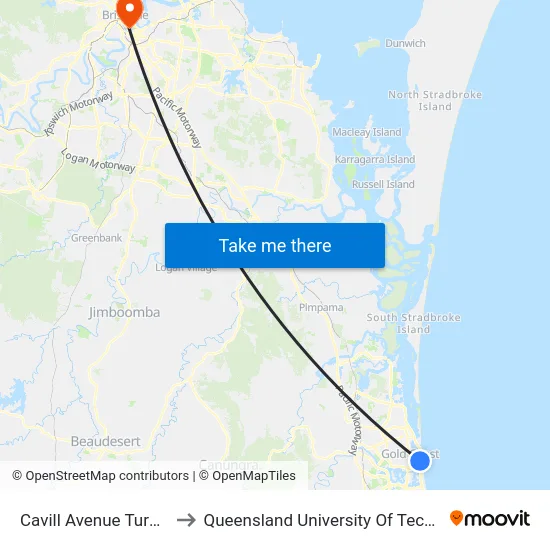 Cavill Avenue Turnback to Queensland University Of Technology map