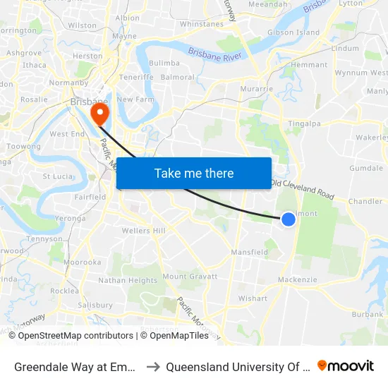 Greendale Way at Empress Drive to Queensland University Of Technology map