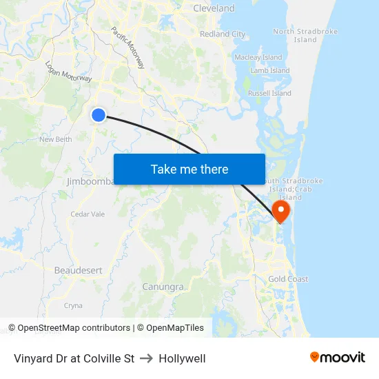 Vinyard Dr at Colville St to Hollywell map