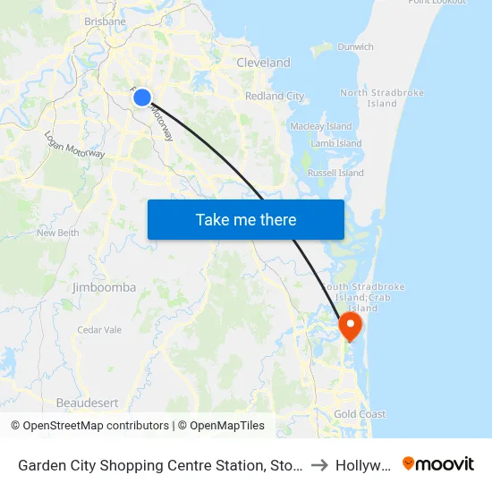 Garden City Shopping Centre Station, Stop I to Hollywell map