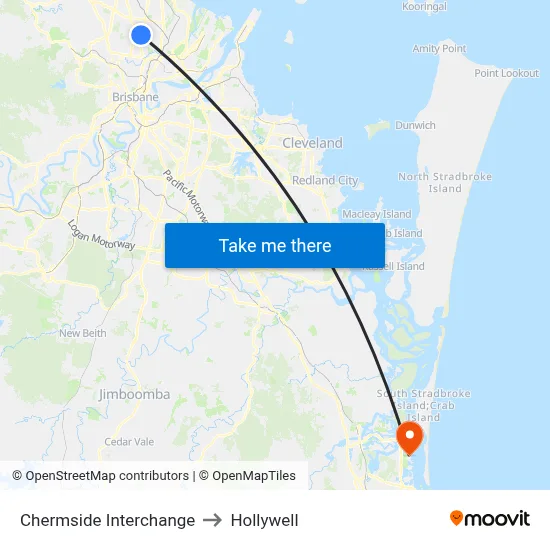 Chermside Interchange to Hollywell map