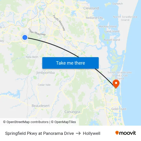 Springfield Pkwy at Panorama Drive to Hollywell map