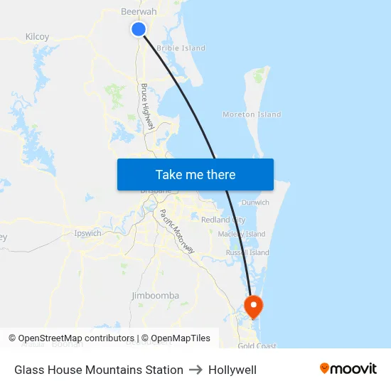 Glass House Mountains Station to Hollywell map